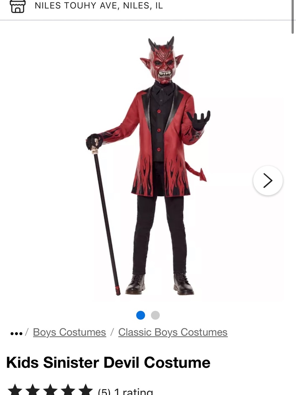Sinister Devil Kids Costume - Red and Black